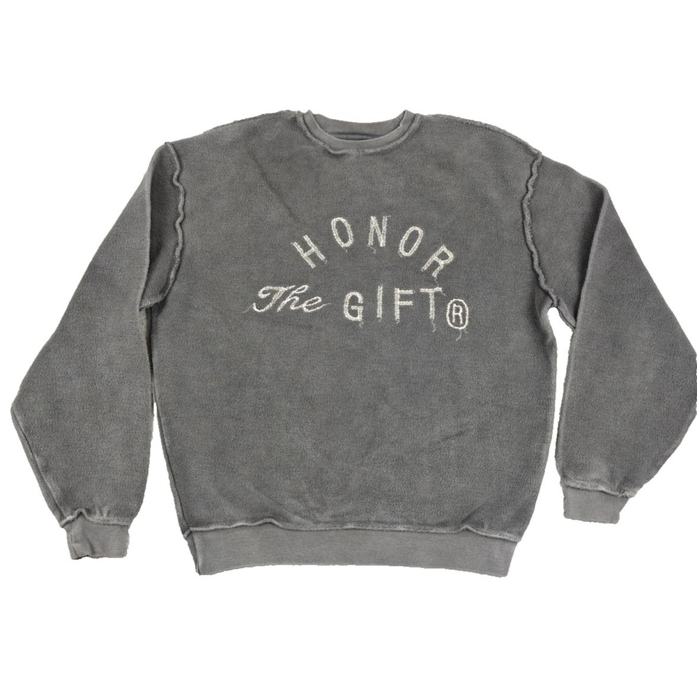Honor The Gift Sweatshirt Mens Small Gray Heavyweight Crewneck Embroidered NWOT